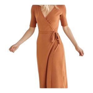 NWT Organic Cotton Amour Vert Terracotta Wrap Midi Dress